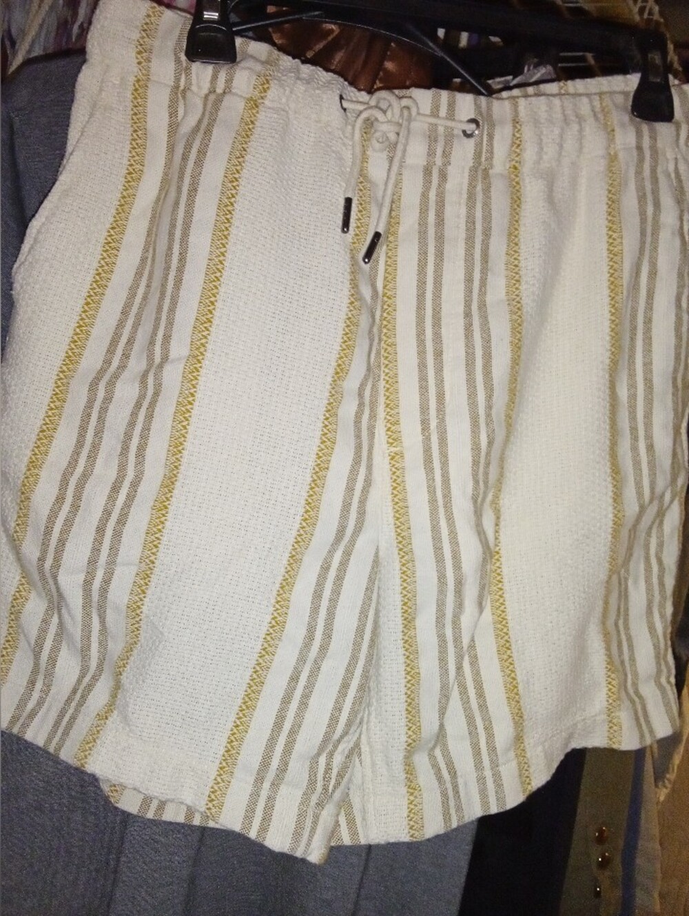 American Eagle Outfitters White Shorts with Tan and Gold Stripes